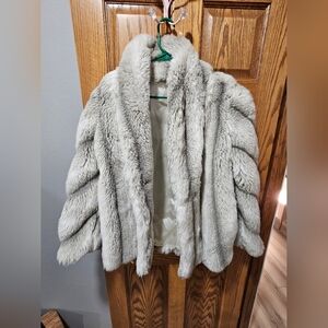 Elegant Vintage G Caseratti Gray Faux Fur Coat